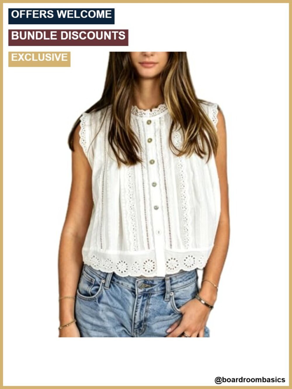 Y2K Semi Sheer Blouse Eyelet Embroidery Sleeveless Button Down Mock Neck